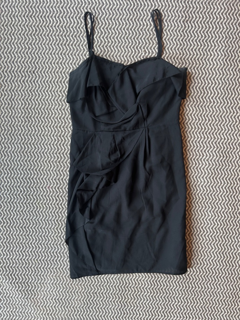 Jacob Black Ruffle Spaghetti Strap Mini Dress - Picture 1 of 3